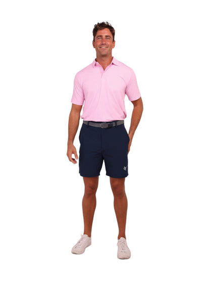 White Water Life Vineyard Polo in pink and white gingham pattern, casual men's polo shirt with a classic collar.
