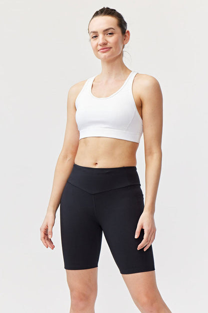 Black Goal Five Go Again Bike Short 8" for training, made with breathable fabric and a snug fit for cycling comfort.