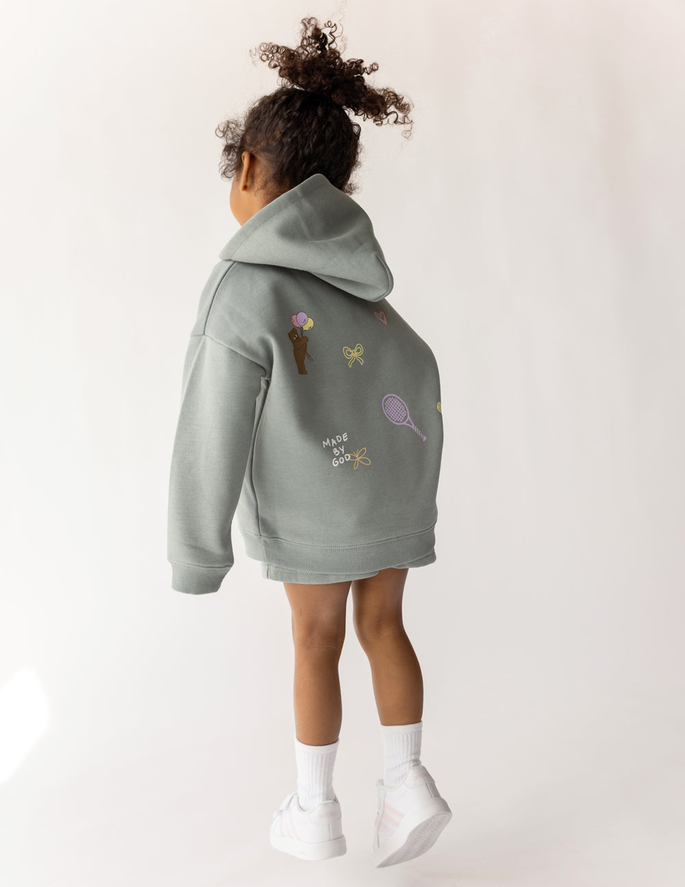 Kids hoodie by Elevated Faith featuring the "God Made Me" design, made for children, soft fabric, and comfortable fit.