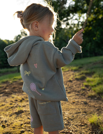 Kids shorts by Elevated Faith with "God Made Me" print, comfortable cotton fabric, perfect for casual wear.