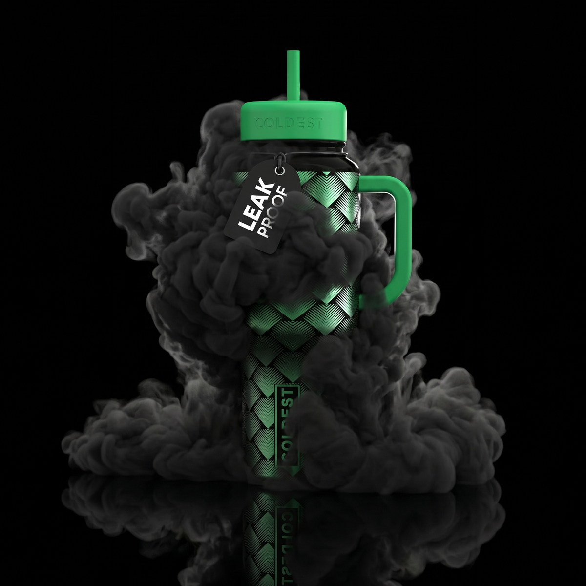 Coldest 6.7oz green water bottle with a sleek design, featuring the Coldest brand logo and a durable, portable build.