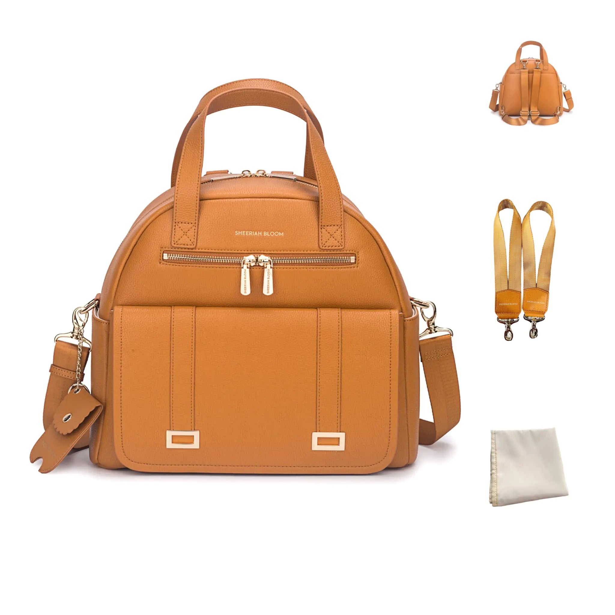 Sheeriah Bloom New and Upgraded Diaper Bag Backpack Leather Baby Bag Tote Diaper Backpack with Changing Pad Hand Sanitizer Holder Stroller Hooks Lightweight Stylish Mommy Bag Daisy Collection