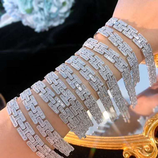 Gold iced-out diamond 18K gold chain bracelet for women with sparkling details, crafted by Don John.