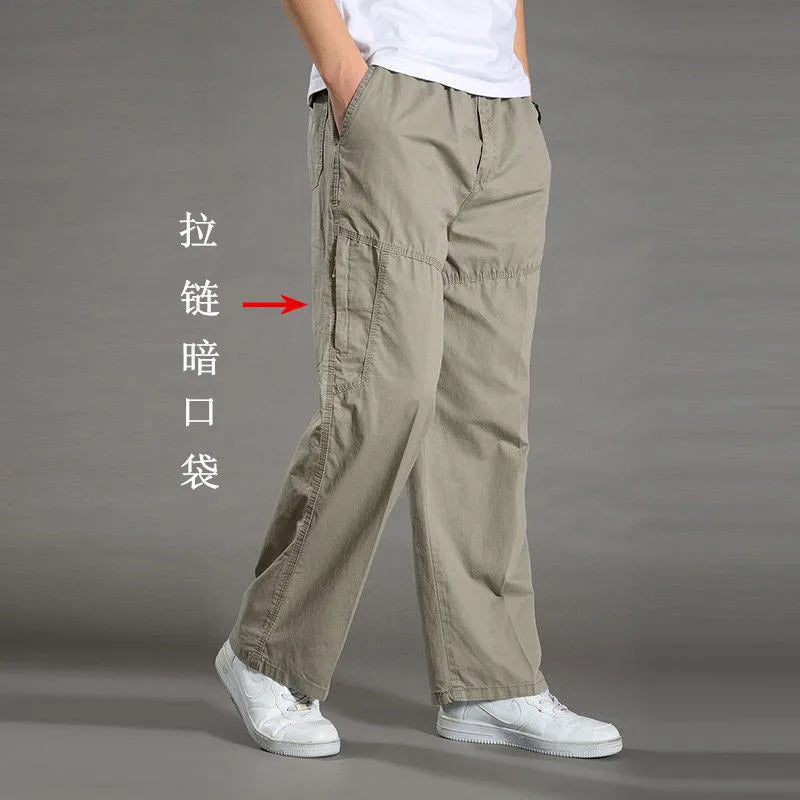 Men's Cargo Pants Cotton Black Work Pants Summer Casual Climbing Joggers Man Sweatpants Sports Spring Autumn Twill Trousers