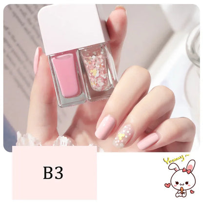 Blushimmer 2-in-1 candy color nail polish with water-based formula, quick dry, waterproof, bright finish, no peel, lasting manicure
