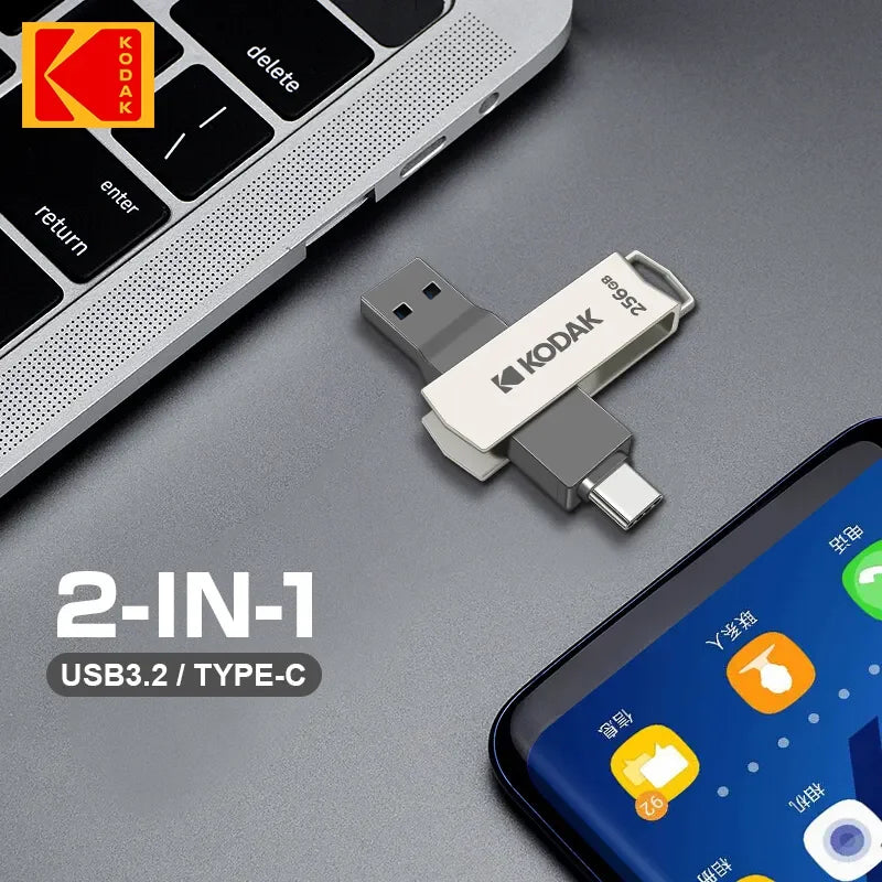 K273 USB 3.2 Type C Pendrive Metal U-disk Portable 2in1 32GB/64GB/128GB/256GB USB Flash Drive