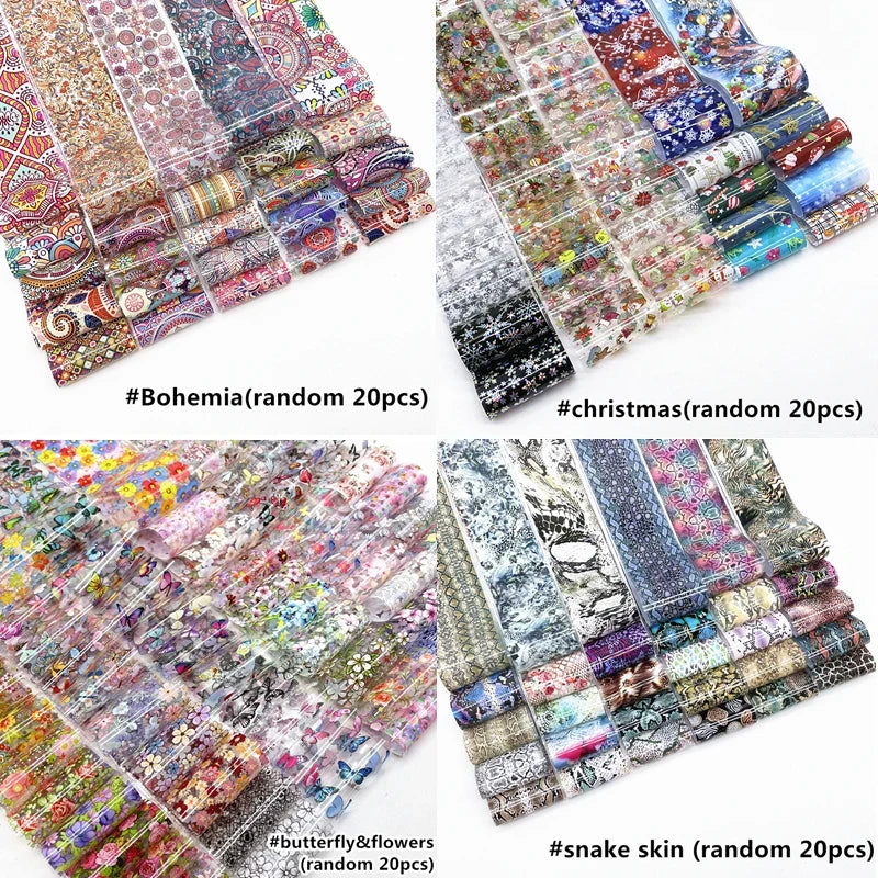 Blushimmer Halloween and Christmas nail art stickers with floral, stripe, and gradient transfer paper for festive manicure decoration