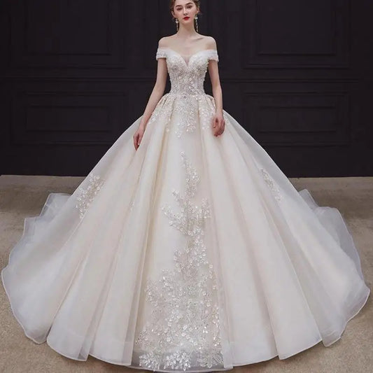 Elegant Off The Shoulder Wedding Gown EDW469