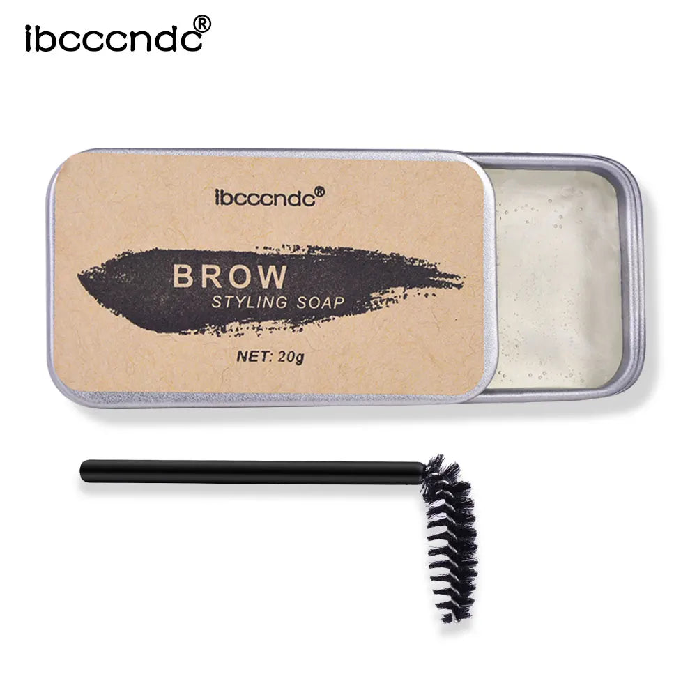 Blushimmer waterproof brow styling soap kit with long-lasting lamination gel, featuring a compact packaging and brow grooming tools.