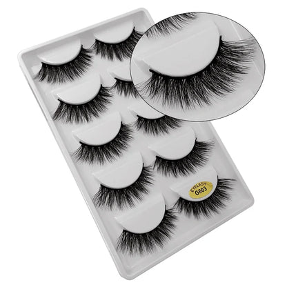 5 Pairs Multipack 3D Mink Lashes False Eyelashes Handmade Wispy Fluffy Long Lashes Natural Eye Makeup Tools Eye Lashes G806