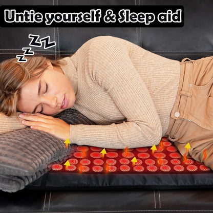 iReliev Far Infrared Jade and Tourmaline Heating Pad, 23.5 x 16 inches, showing the soft fabric surface and control panel.