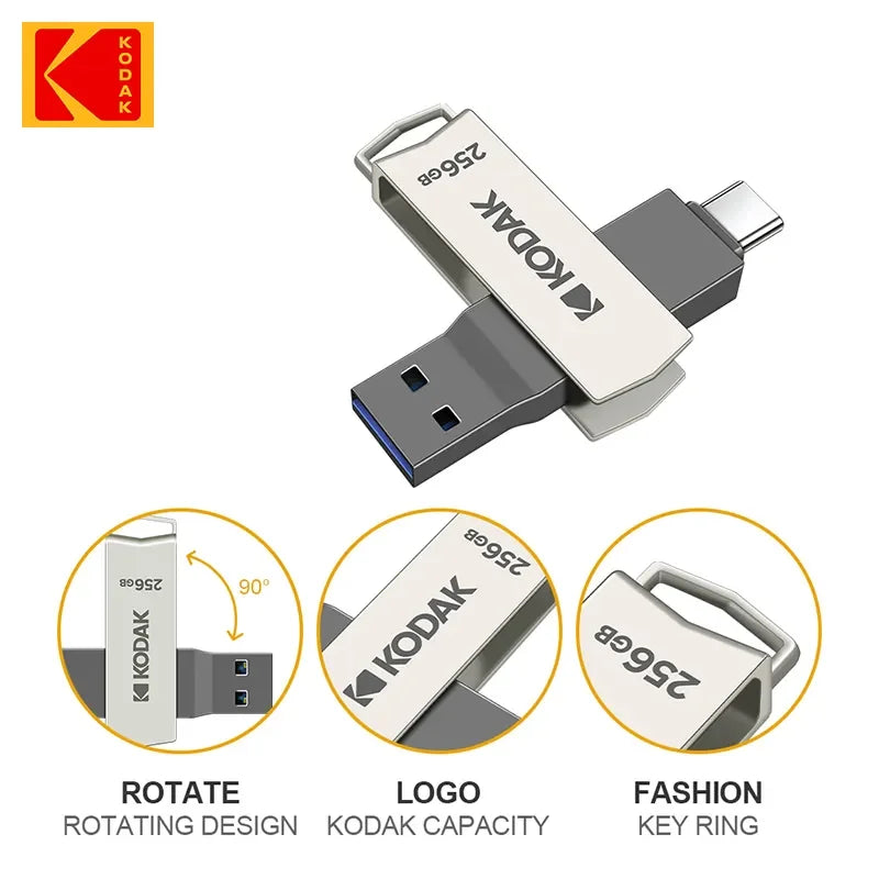 K273 USB 3.2 Type C Pendrive Metal U-disk Portable 2in1 32GB/64GB/128GB/256GB USB Flash Drive
