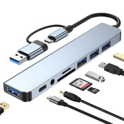 8-in-1 Dock USB3.0 TF/SD Card Reader Laptop Type-C Dual-head Hub with 3.5mm Audio Jack