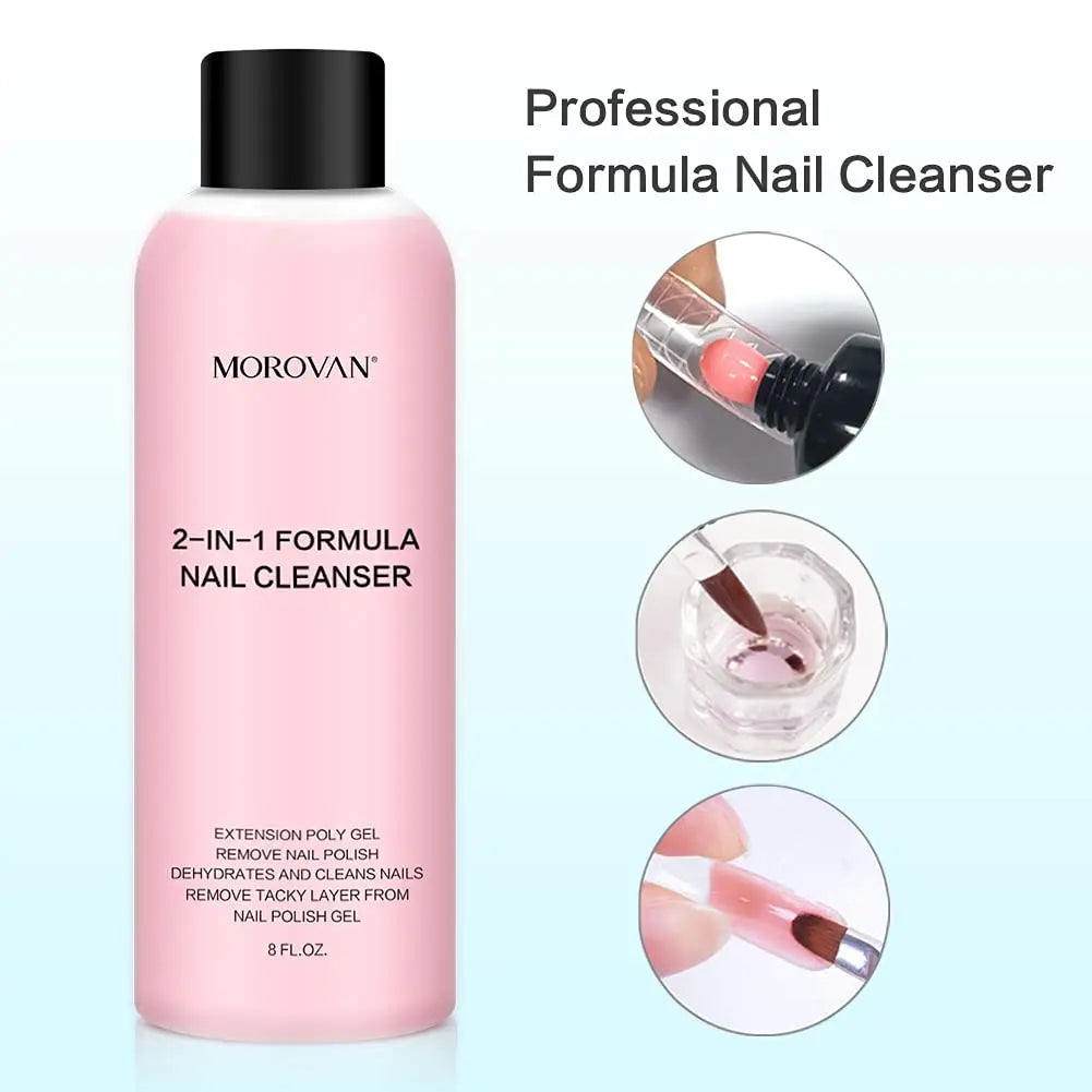 Blushimmer 8oz Nail Cleanser 2-in-1 slip solution and professional nail cleanser with lint-free formula for nail extensions and polish removal.