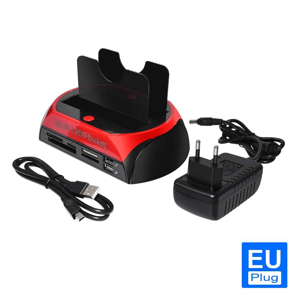 2 IDE 1 SATA USB2.0 Type C Dual External Hard Disk Drive 2.5 inch 3.5 inch Docking Station One Touch Backup OTB HUB Reader