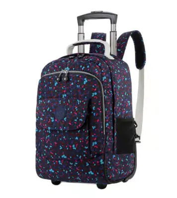 17-Inch Waterproof Rolling Backpack - Lightweight Oxford Cloth with Stylish Animal Patterns