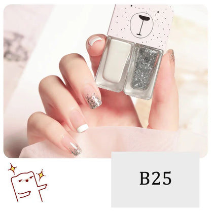 Blushimmer 2-in-1 candy color nail polish bottle with bright, water-based formula, quick-drying, waterproof, and long-lasting finish