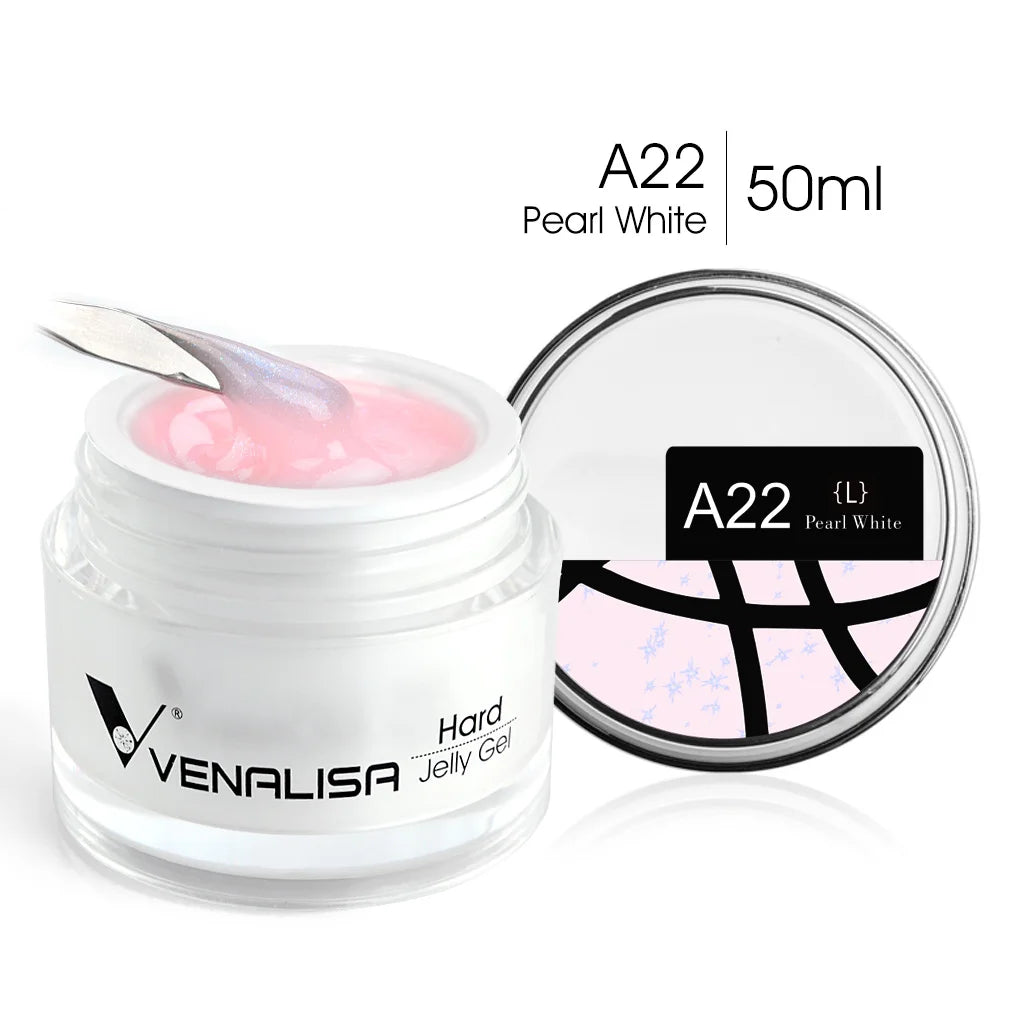 Clear natural color UV gel nail extension with builder and soak-off formula by Blushimmer, shown in 50ml jar.