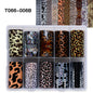 Set of 10 leopard and snake print nail foil transfer papers by Blushimmer, showcasing amber animal print nail art stickers.