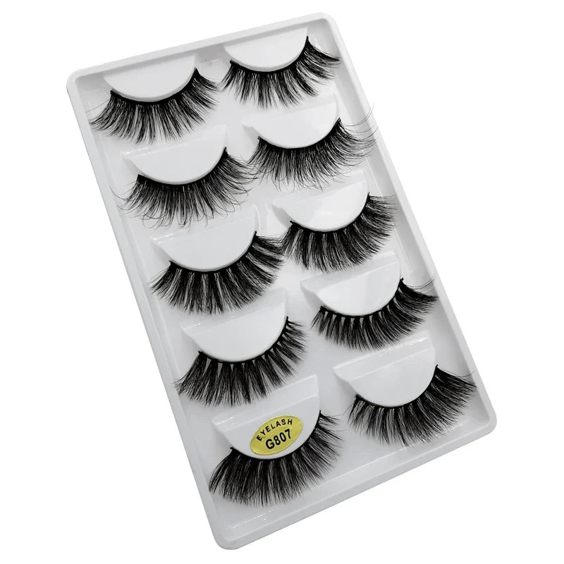 5 Pairs Multipack 3D Mink Lashes False Eyelashes Handmade Wispy Fluffy Long Lashes Natural Eye Makeup Tools Eye Lashes G806