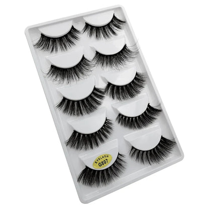 5 Pairs Multipack 3D Mink Lashes False Eyelashes Handmade Wispy Fluffy Long Lashes Natural Eye Makeup Tools Eye Lashes G806