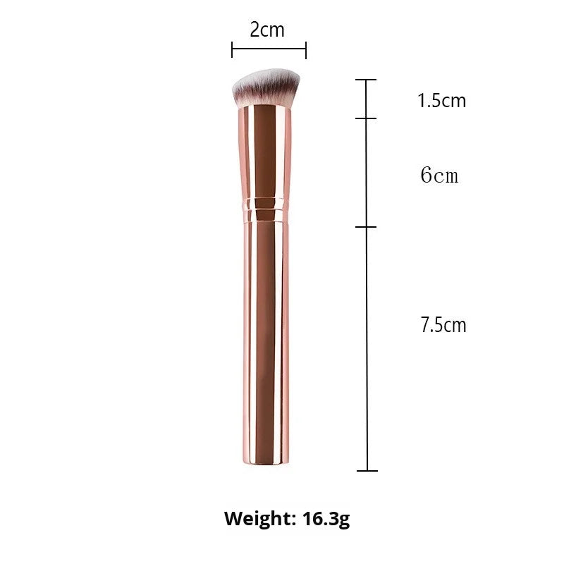 Custom Logo Professional Foundation Brush Angle Flat Top Makeup Brush Synthetic Hair Aluminum Handle Wholesale OEM