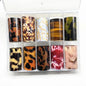 Blushimmer leopard print nail foils and animal print nail art stickers for snake skin manicure decoration, transfer paper for nails.