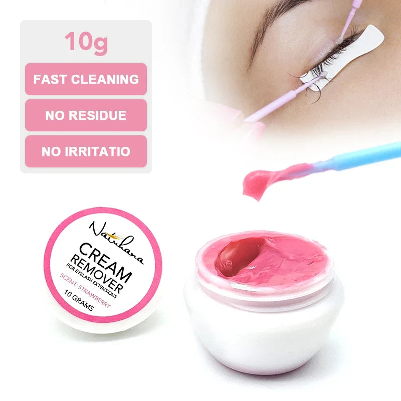Blushimmer NATUHANA eyelash glue remover cream for easy, professional removal of eyelash adhesives, suitable for makeup removal.