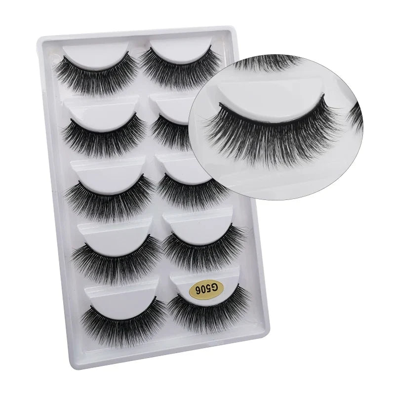 5 Pairs Multipack 3D Mink Lashes False Eyelashes Handmade Wispy Fluffy Long Lashes Natural Eye Makeup Tools Eye Lashes G806