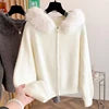 Wholesale Autumn 2026 New Fashion Elegant Casual Simple Solid Color Hooded Fur Collar Long Sleeve Women's Sweater