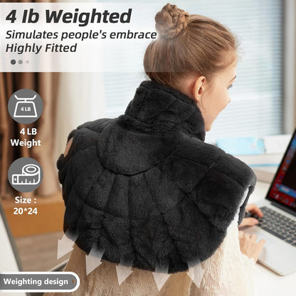 iReliev weighted heating pad for neck and shoulders with soft fabric and adjustable straps for soothing warmth and targeted relief.