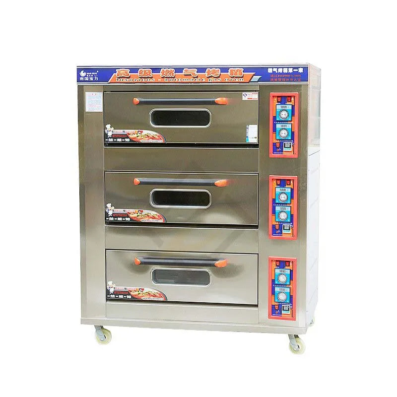 Applicable to the Catering Industry 3 Deck 6 Trays Commercial Baking Oven Bread Cake Deck Oven Gas Use