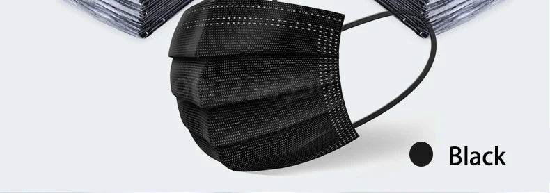 10-500Pcs Adults Mask Disposable individual Separate Package masque noir Anti-dust 3 Layer Ply Filter Black Mouth Face mask