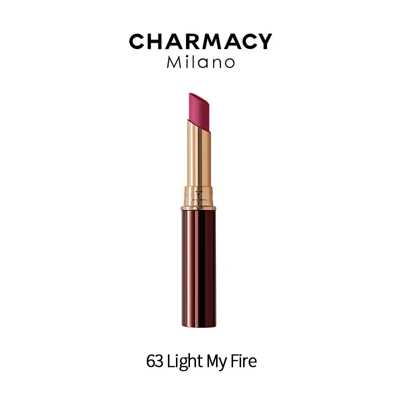 Blushimmer Charmacy waterproof velvet lipstick in 16 shades, featuring matte finish and long-lasting lip makeup.
