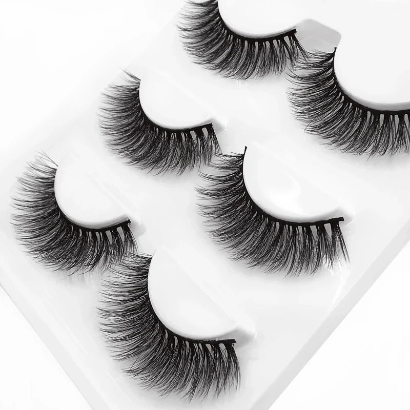 SHIDISHANGPIN 3 pairs 27 styles 3D Faux Mink Hair Soft False Eyelashes Fluffy Wispy Thick Fake Lash Handmade Eyelash Eye Makeup
