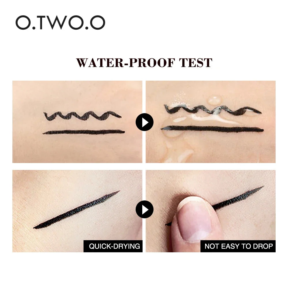 Black waterproof liquid eyeliner stamp by Blushimmer, double-ended design for precise eyeliner and stamp application.