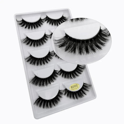 5 Pairs Multipack 3D Mink Lashes False Eyelashes Handmade Wispy Fluffy Long Lashes Natural Eye Makeup Tools Eye Lashes G806