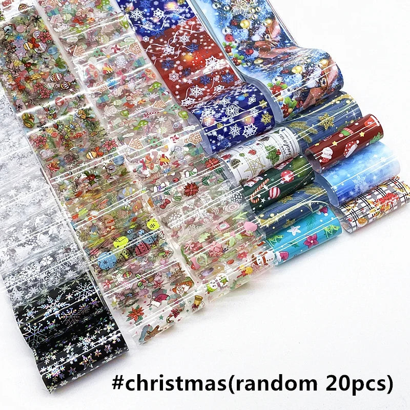 Blushimmer Halloween and Christmas nail art decals featuring gradient transfer paper, floral, stripe, and floral designs for manicure decoration.