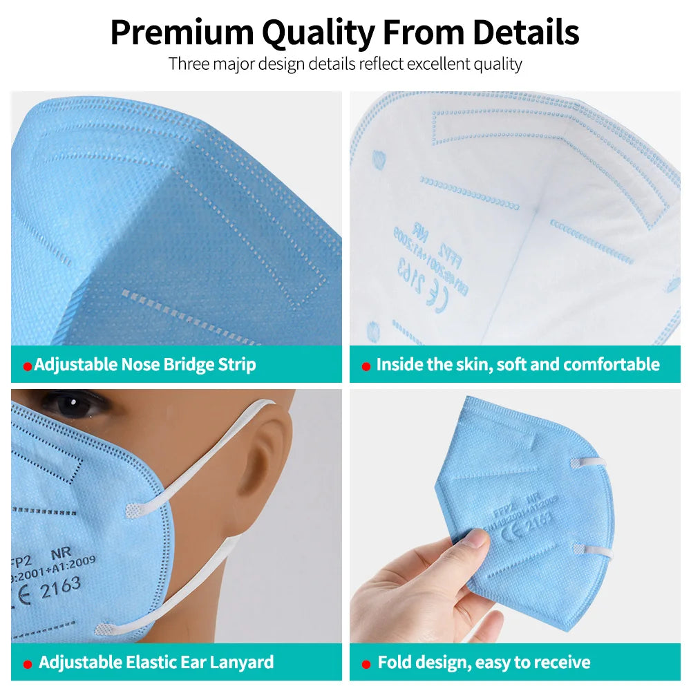 FFP2 Masks CE Approved KN95 mascarillas fpp2 5-layer Security Protection Mask Adult Face masque Color ffp2 NR Fast Free Shipping