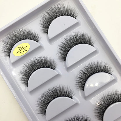 Set of 5 pairs of natural 3D mink false eyelashes by Blushimmer, perfect for makeup and beauty enhancement.