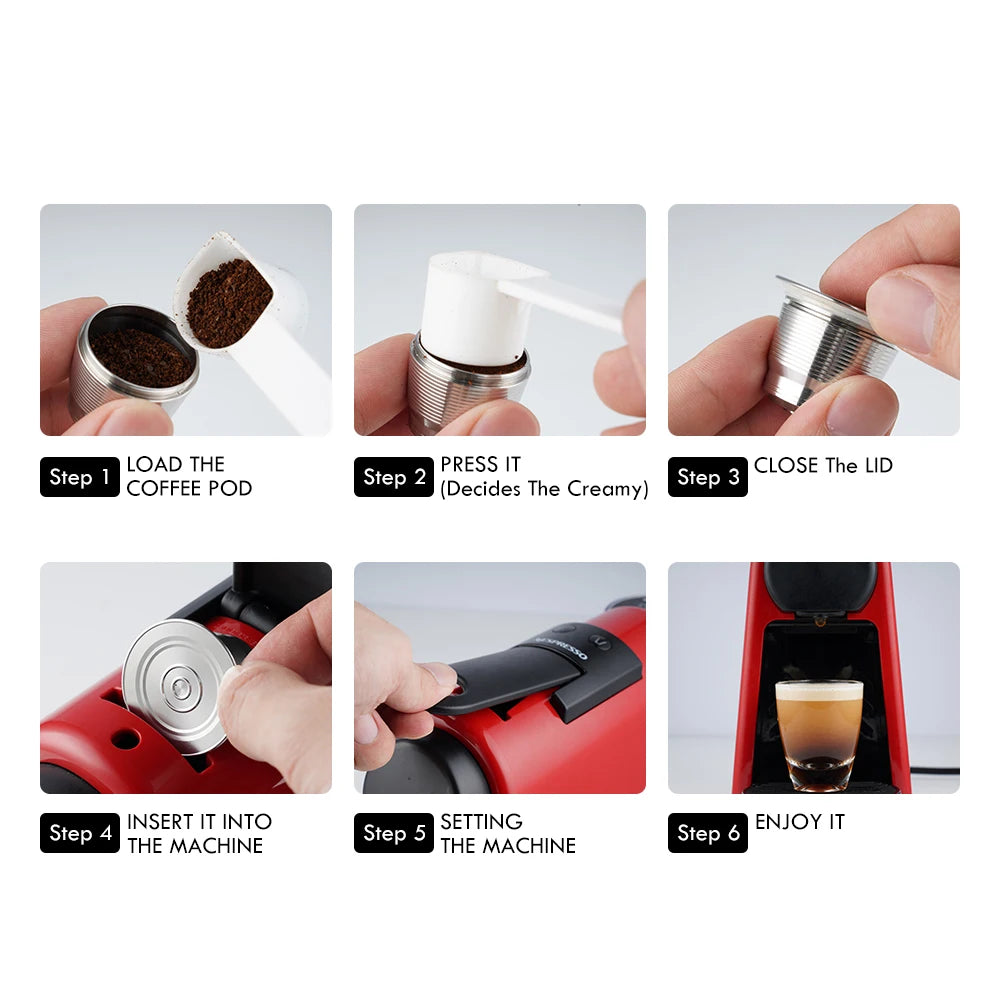 New icafilas for Nespresso Coffee Capsule Reusable Espresso Steel Coffee Pod Filters for Mini C30 D30 & Pixie Coffee Maker