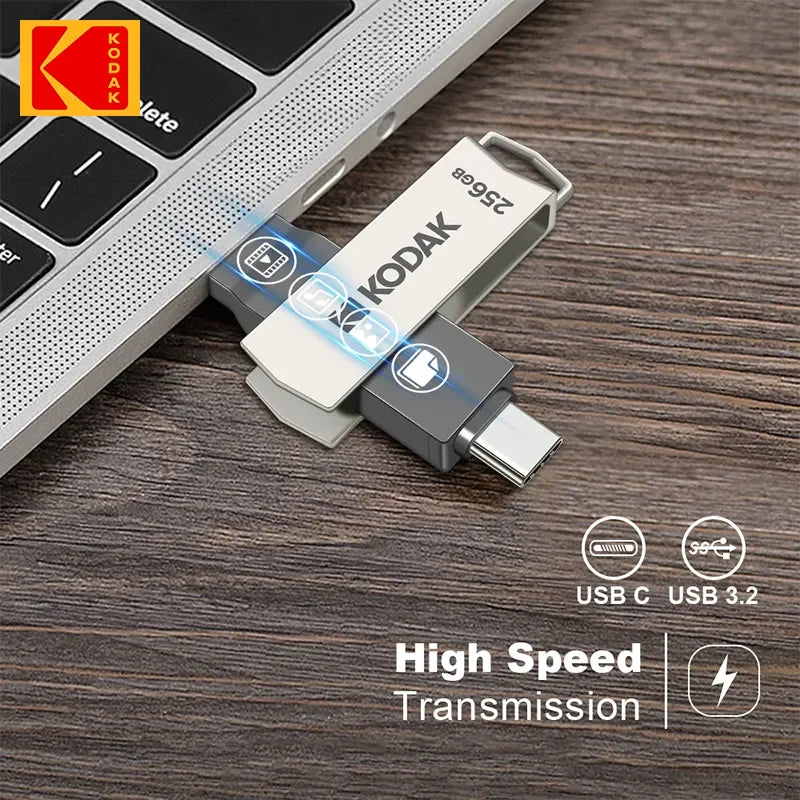 K273 USB 3.2 Type C Pendrive Metal U-disk Portable 2in1 32GB/64GB/128GB/256GB USB Flash Drive