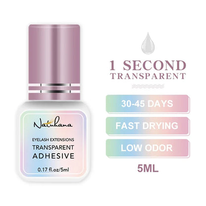 Blushimmer professional eyelash extension glue in 5ml bottle, fast-drying, strong adhesive for false eyelashes, with precise applicator.