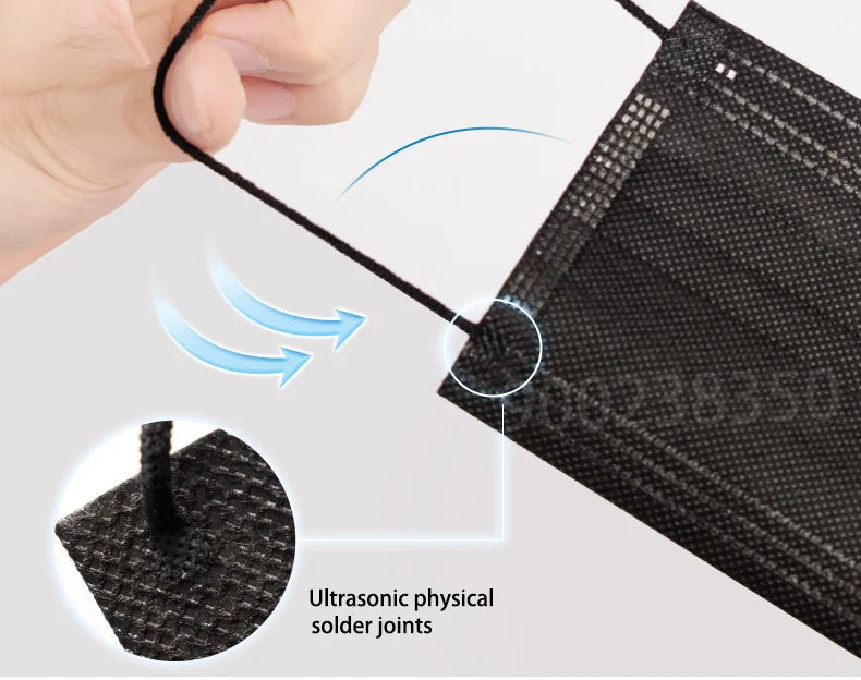 10-500Pcs Adults Mask Disposable individual Separate Package masque noir Anti-dust 3 Layer Ply Filter Black Mouth Face mask