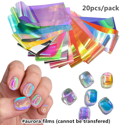 Blushimmer Halloween and Christmas nail art foil and sticker set with floral, stripe, and gradient designs for manicures.
