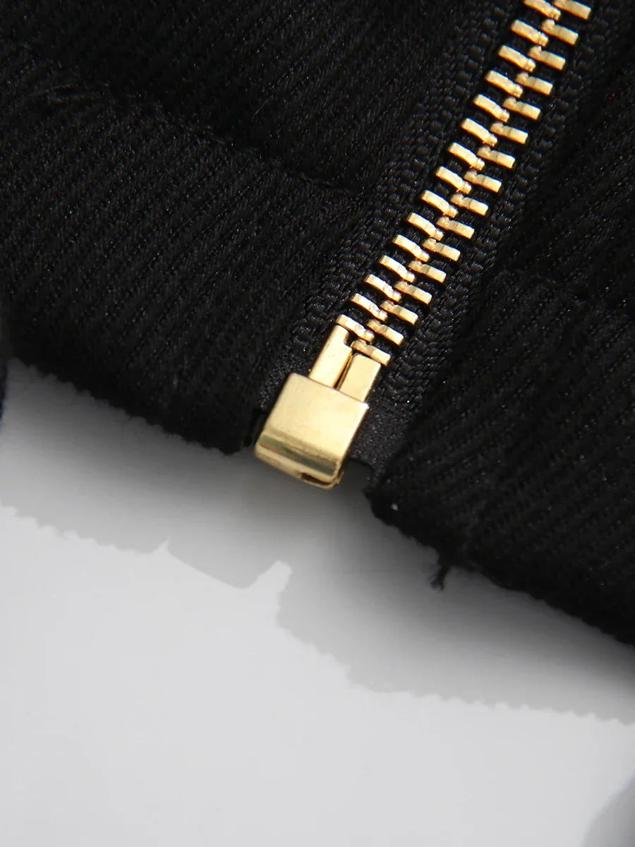 TWOTWINSTYLE Chic Splicing Personalized Zippers Trench Women Breathable Lapel Collar Long Sleeve Loose Coat Fashion