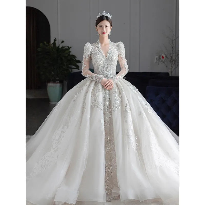 Luxurious Long Sleeved Wedding Gown EDW32