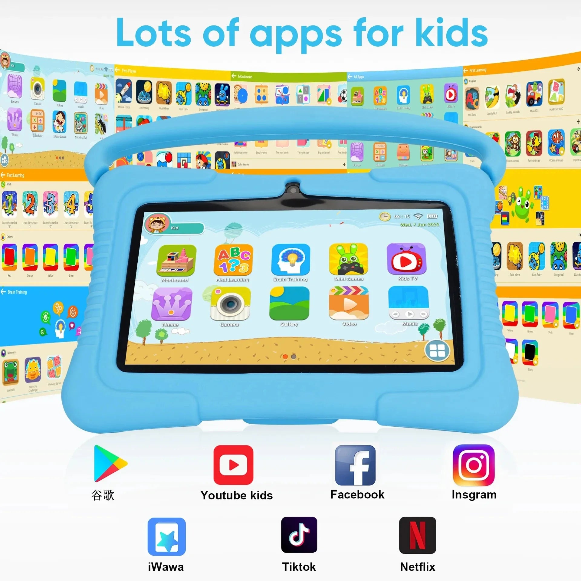 2025 New 7 Inch Rugged Tablet Parental Control App Kid Educational france tablet pc Android 10 With Silicone Case