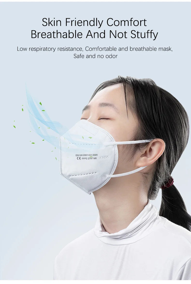 10-200pcs ffp2mask Black kn95 mascarillas negra Adults 5 Layers fpp2 approved kn95 CE Respirator Face Mask ffp2reutilizable ffp3