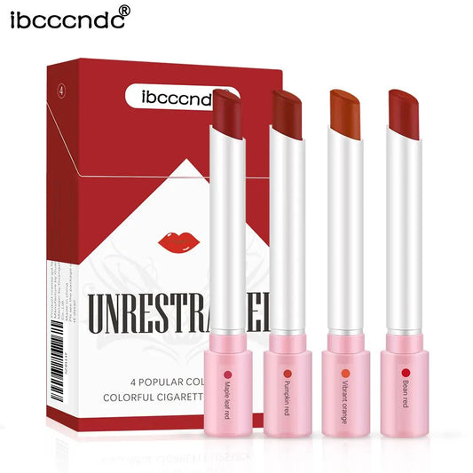 Blushimmer 4-Lasting Stick Waterproof Lipset featuring long-lasting matte lipsticks with transparent finish, ideal for Valentine's Day.